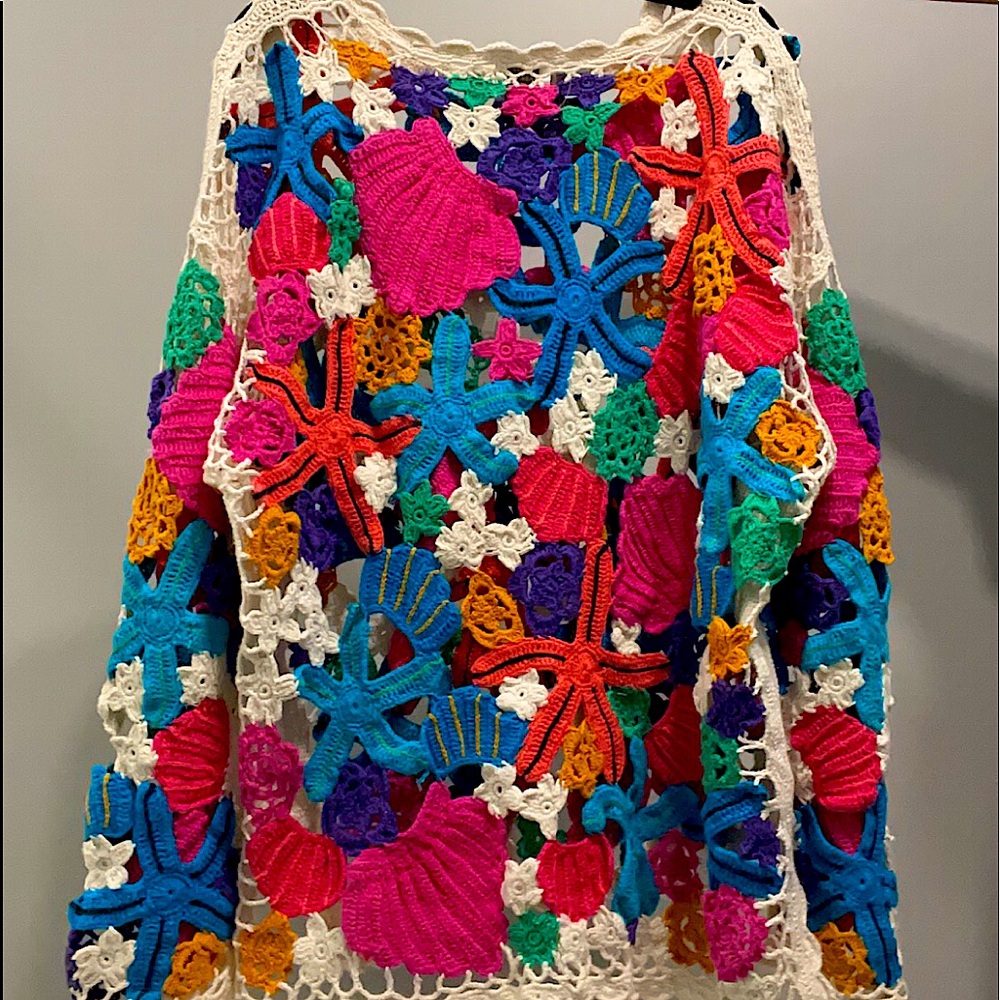TONY LAMBERT Design Group Open Crochet Sweater